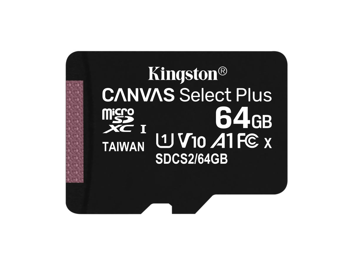 Kingston Technology 64GB micSDXC Canvas Select Plus 100R A1 C10 Einzelpack ohne Adapter