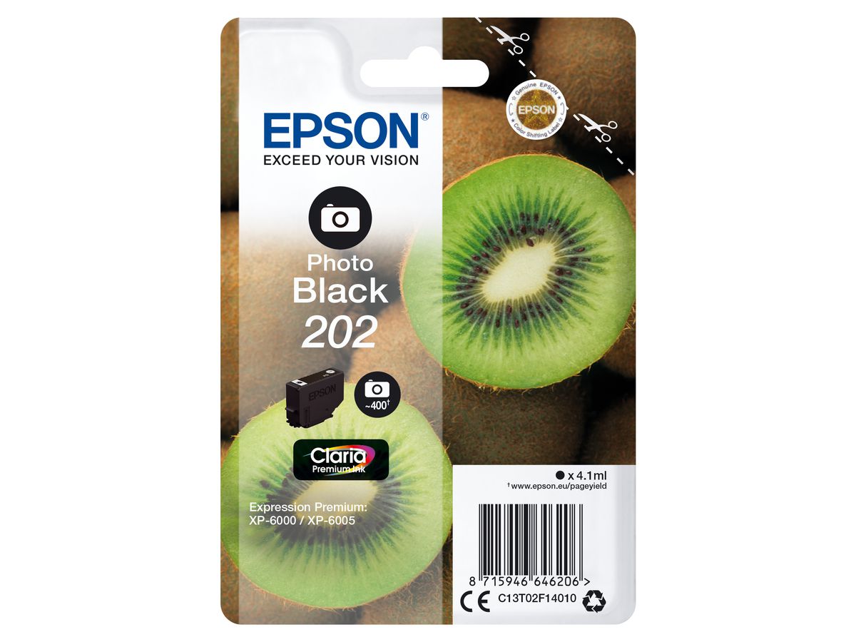 Epson Kiwi Singlepack Photo Black 202 Claria Premium Ink