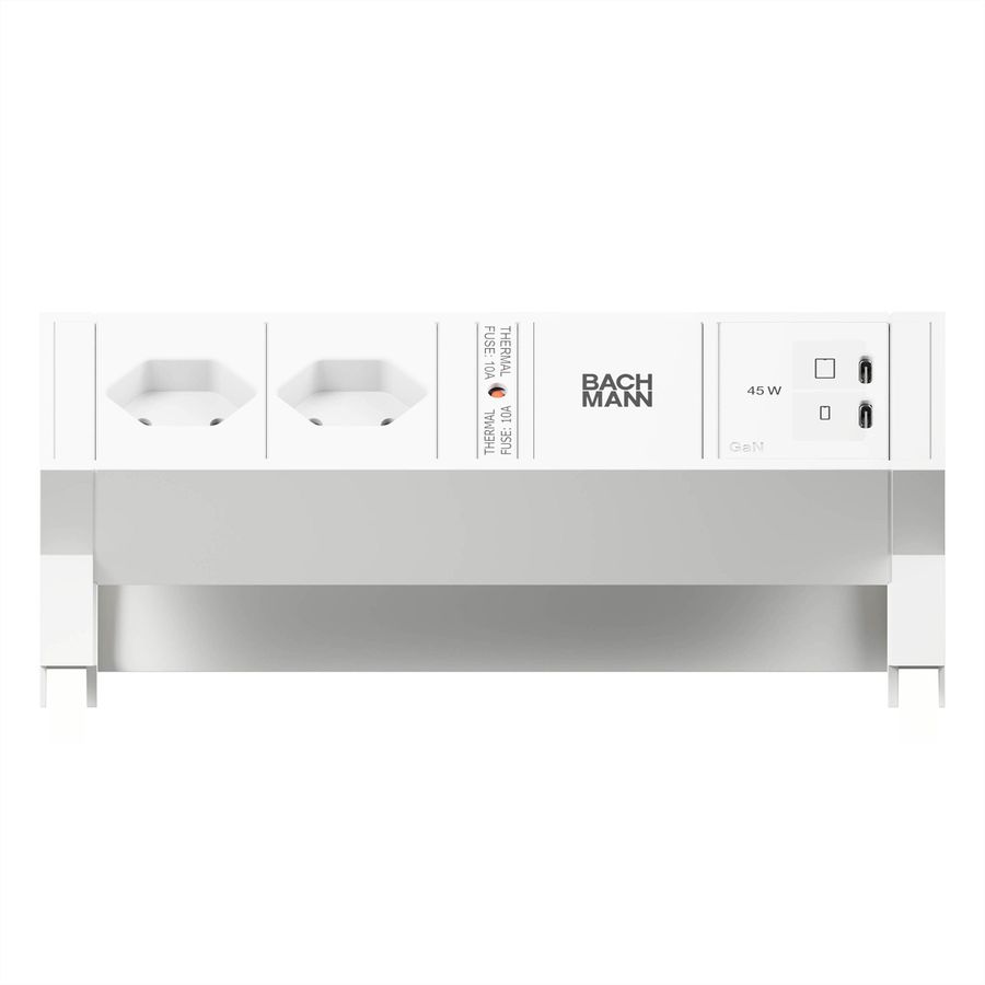 BACHMANN DESK2 white 2xCH 90°, 1xUSB C/C 45W L=0,2m RAL9010