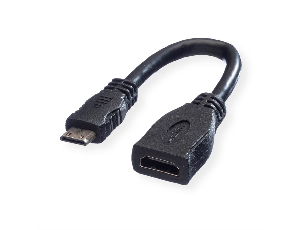 VALUE HDMI High Speed Kabel mit Ethernet, HDMI BU - Mini HDMI ST, 0,15 m