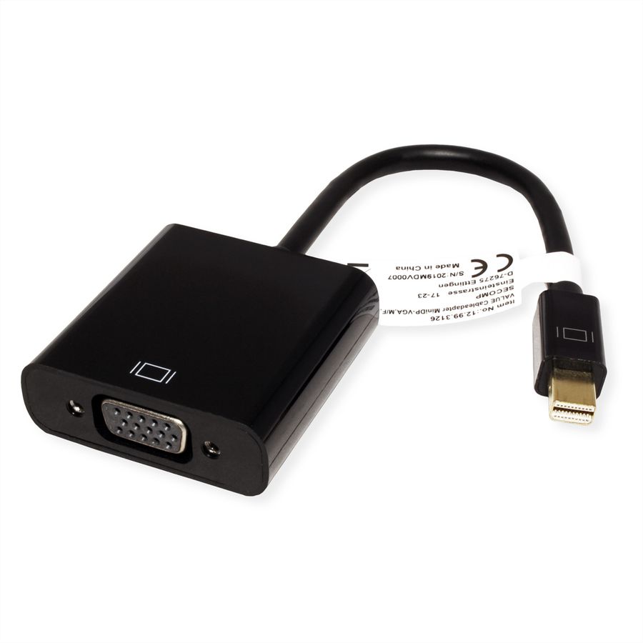VALUE Mini DisplayPort-VGA Adapter, Mini DP ST - VGA BU, Aktiv