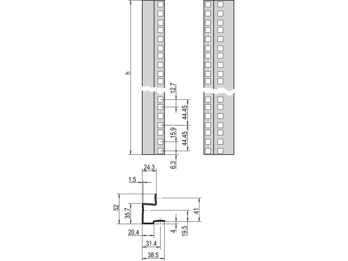 SCHROFF 19"-Winkelprofile - WINKELPROFIL SET 25HE ALZN