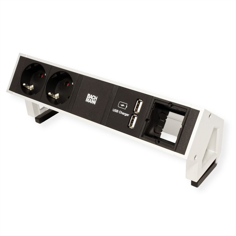 BACHMANN DESK2 2x Schutzkontakt 1x USB-Charger 1x ABD GST18, weiß