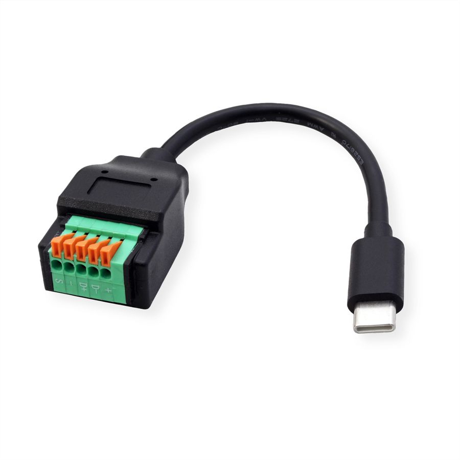 ROLINE Kabeladapter USB-C Stecker zu 5-Pin-Klemmleiste, (Drucktasten), 15 cm
