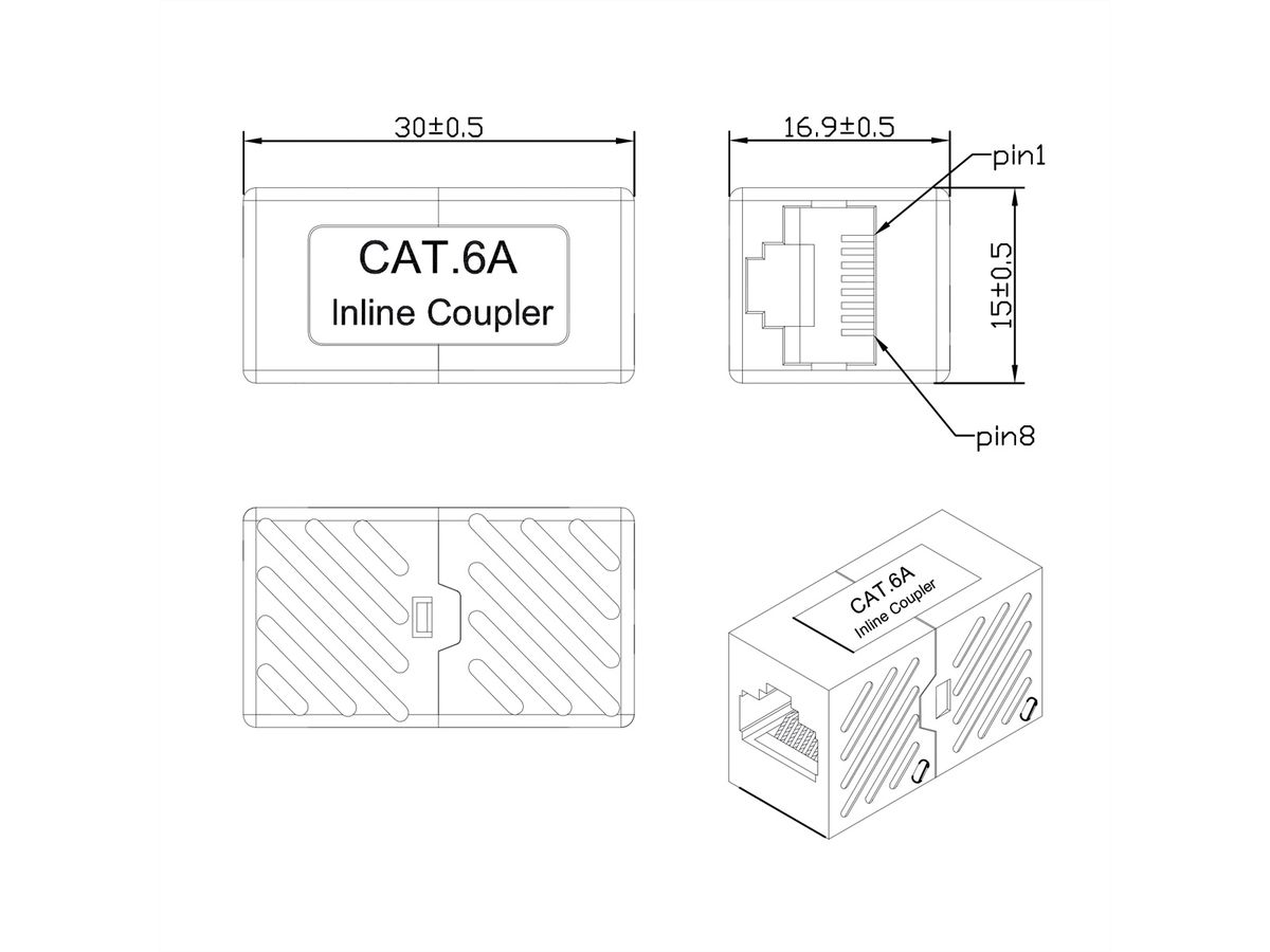 ROLINE RJ-45 Kupplung ungeschirmt, Cat.6A (Class EA), weiß