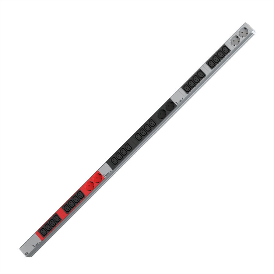 BACHMANN IT PDU ALU 1HE 24x C13 6x Schutzkontakt CEE 3x 16A rot