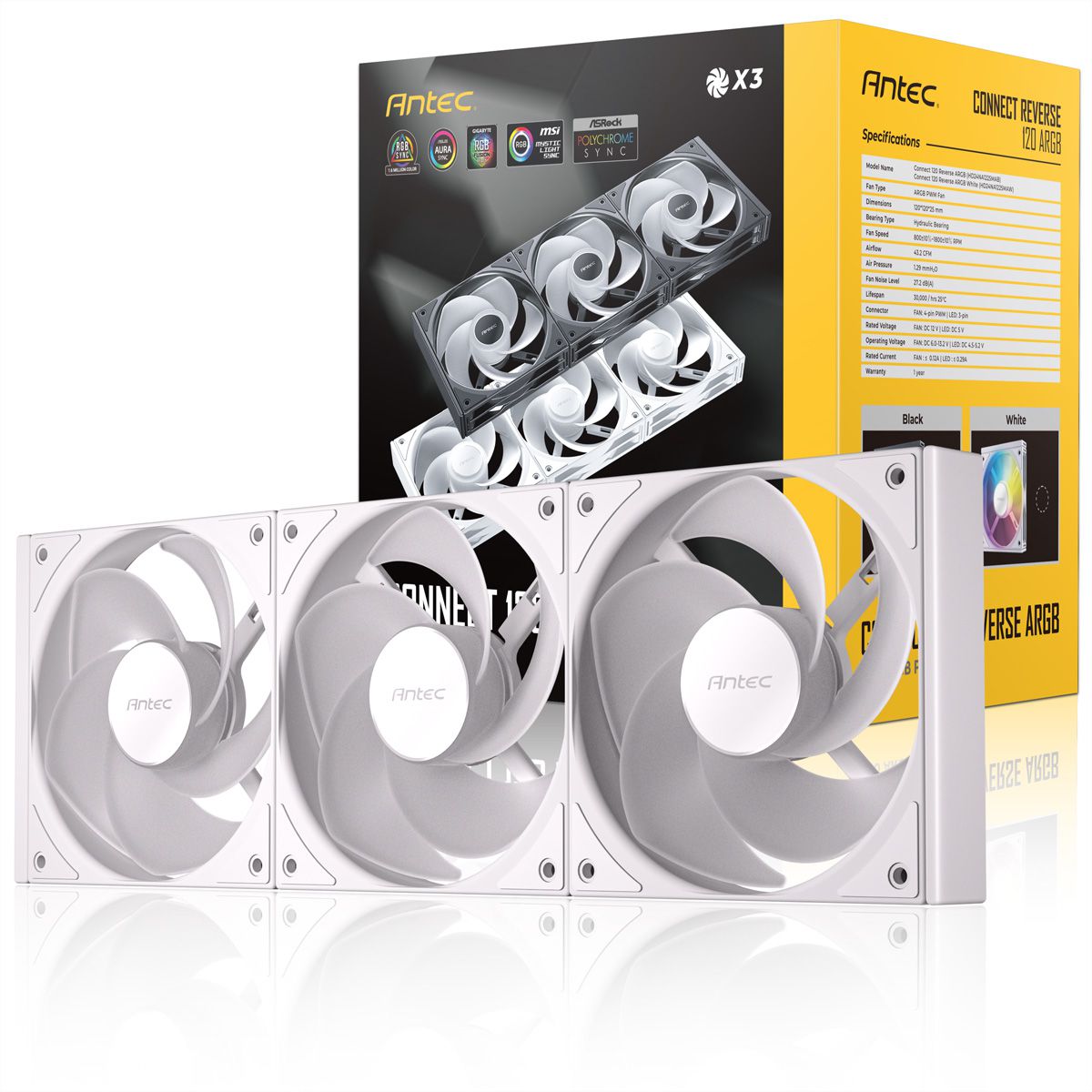 ANTEC C120R ARGB White PC Gehäuselüfter 3er Pack, weiß