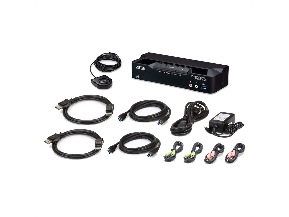 ATEN CS1922A 2-Port USB 3.0 8K DisplayPort KVM Switch