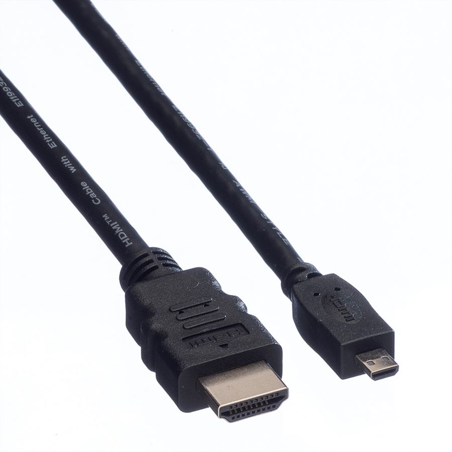 VALUE HDMI High Speed Kabel mit Ethernet, HDMI A ST - Micro HDMI ST, 2 m