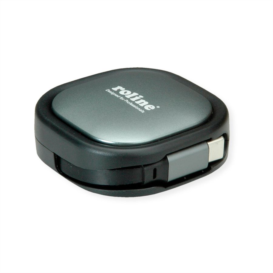 ROLINE USB 2.0 Aufrollbares Kabel, C-C ST/ST, schwarz, 1,2 m