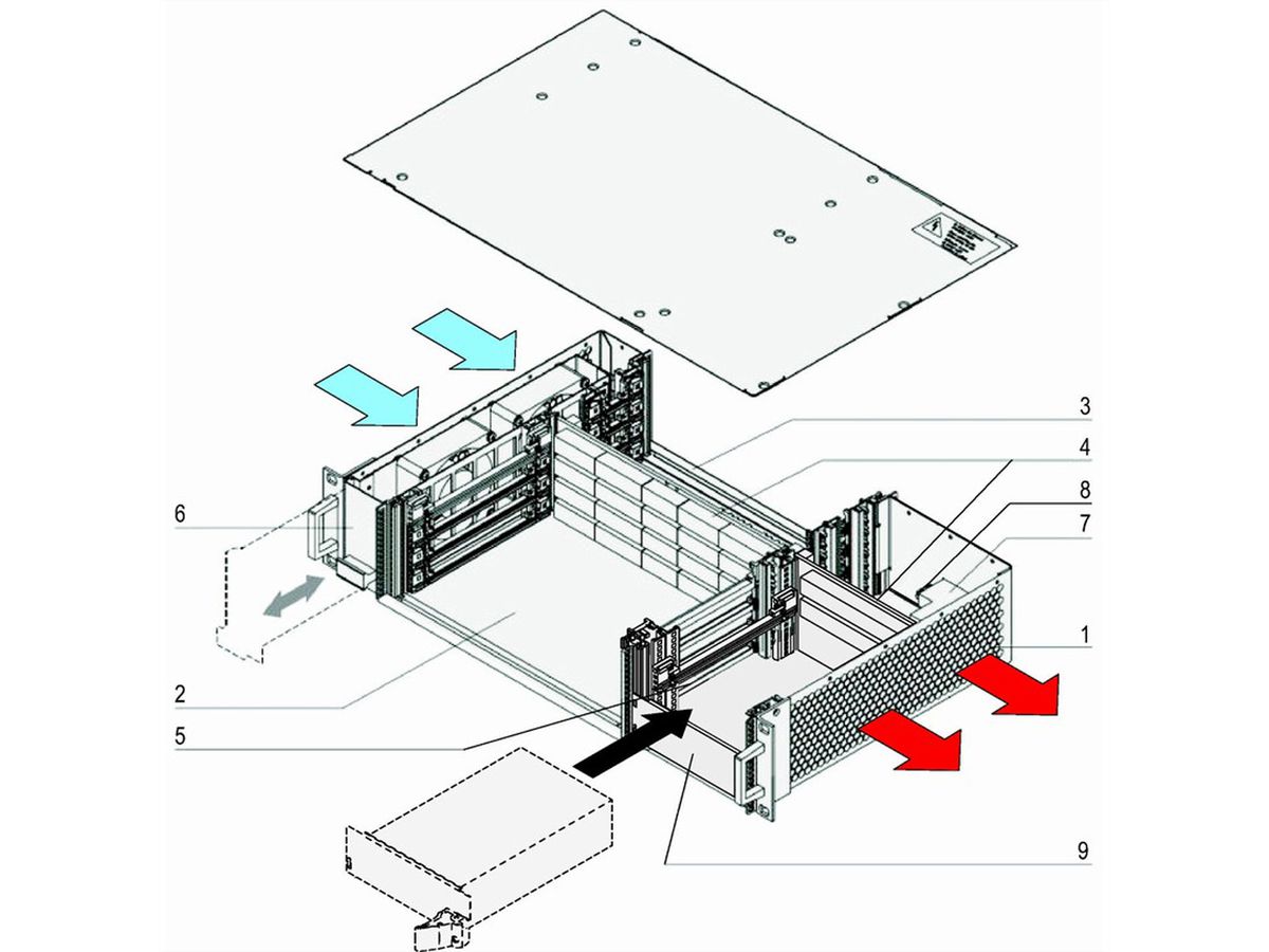 SCHROFF 2 HE, 4 Slot, mit Rear I/O, für 19"-Netzgerät - BGTR 2HE 275T 4SL CPCI 19"