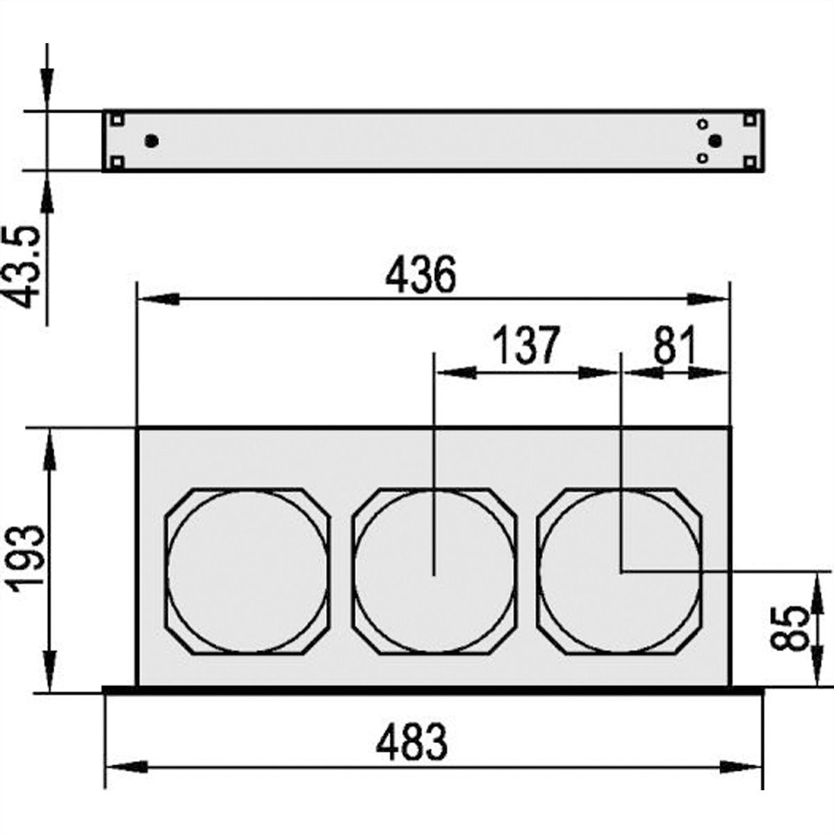 SCHROFF 19" Umlüfter, 3 Ventilatoren, 1 HE - UMLUEFTER 19"O.SCH. 115V