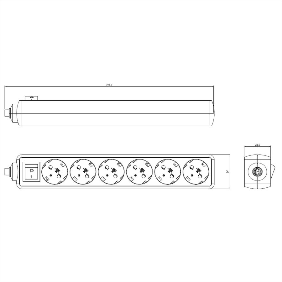 BACHMANN SELLY Steckdosenleiste 6x Schutzkontakt, Schalter, schwarz, 1,5 m