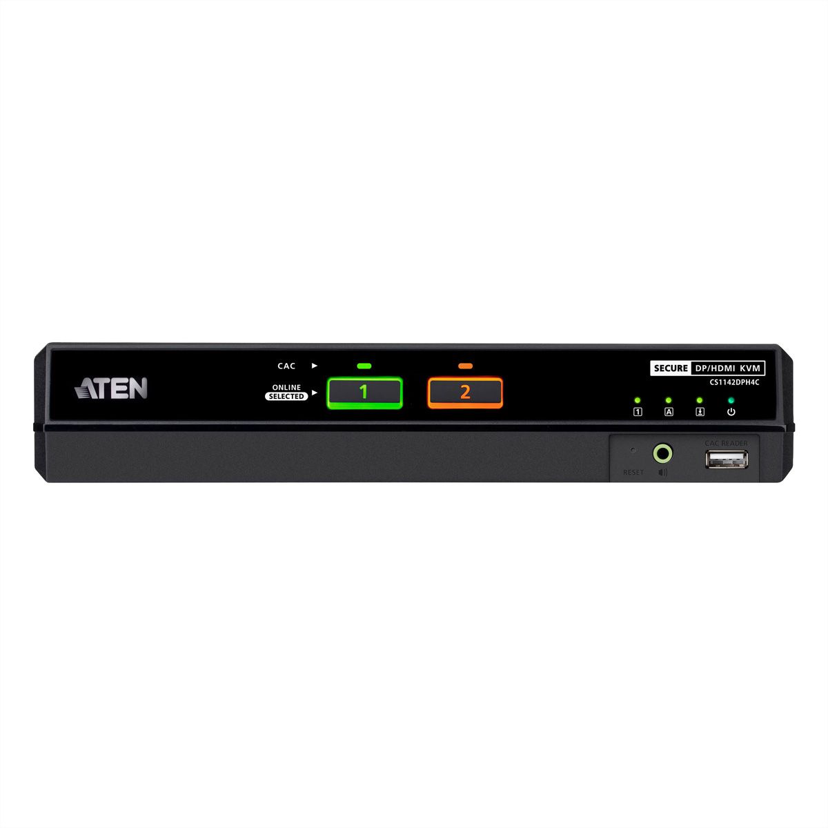 ATEN CS1142DPH4C 2-Port USB 5K DP/HDMI, Dual Bildschirm Universal Secure KVM Switch mit Cardreader