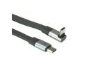 ROLINE USB4 2.0 Flachkabel, C–C, ST/ST einseitig 270°-gewinkelt, 8K UHD-2, 80Gbit/s, 240W, schwarz, 0,8 m
