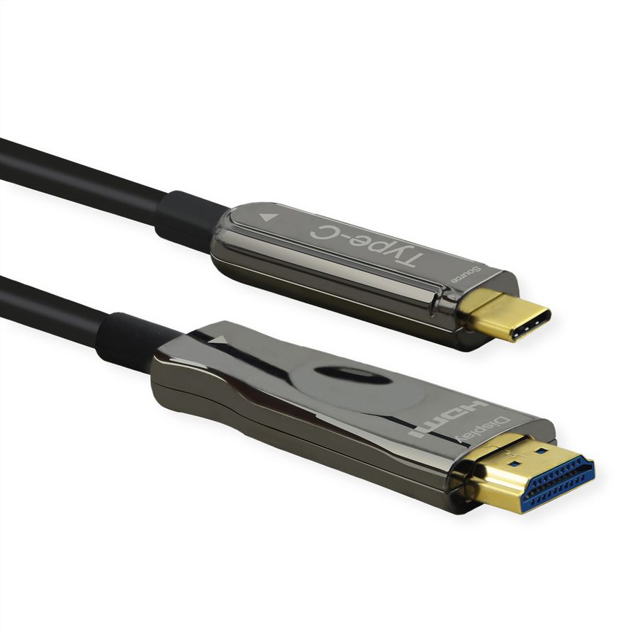 ROLINE USB Typ C - HDMI (AOC) Adapterkabel, ST/ST, 4K60, 30 m