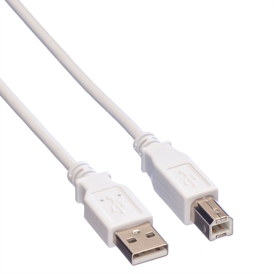 VALUE USB 2.0 Kabel, Typ A-B, weiß, 0,8 m