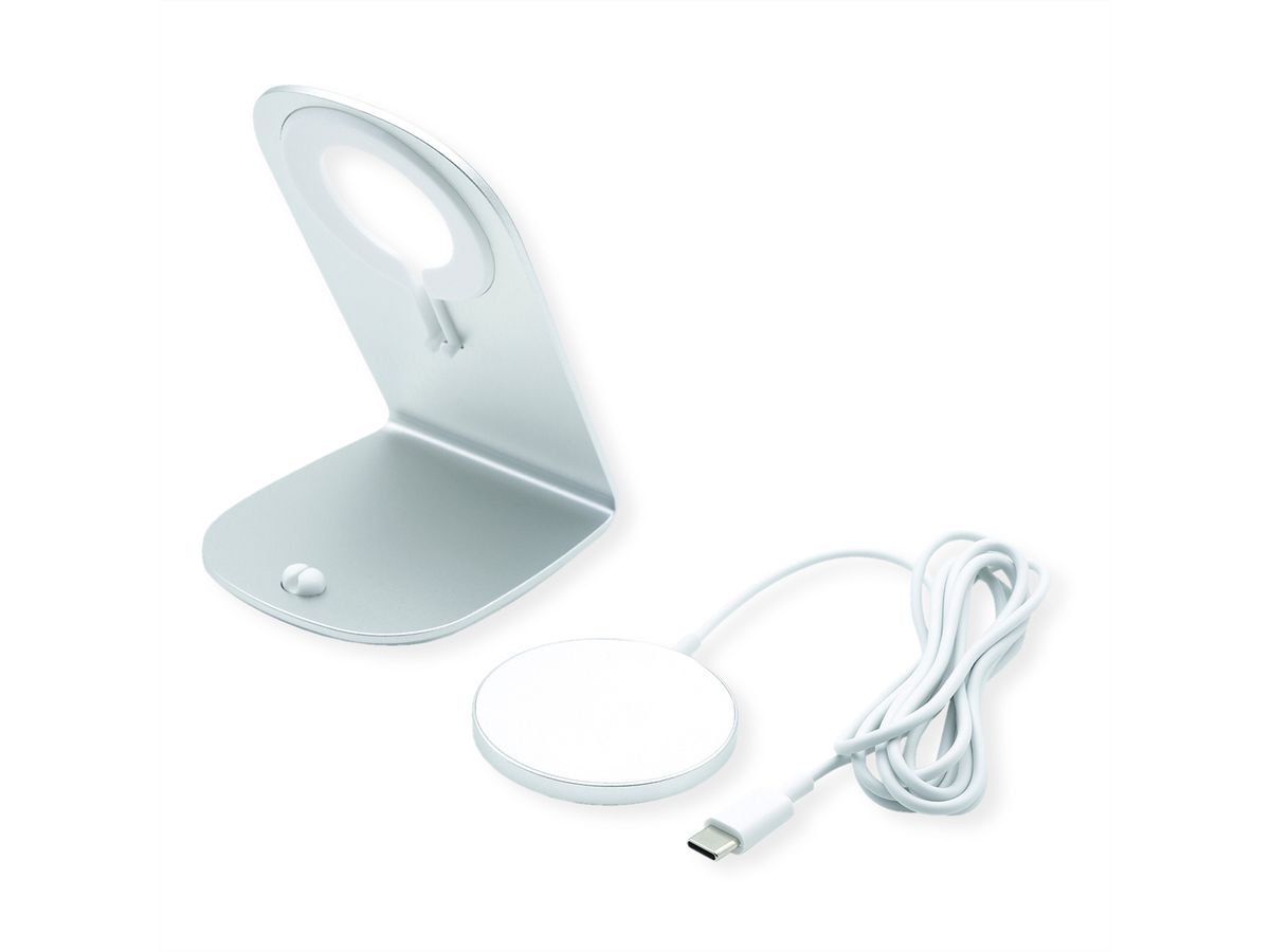ROLINE Magnet-Induktions-Ladegerät mit Standfuß für Mobilgeräte, 15W