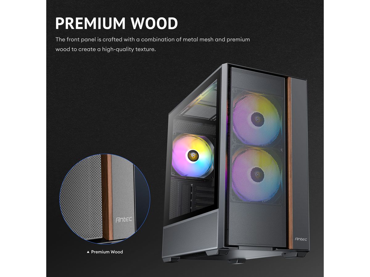 ANTEC FLUX Rear ATX/Micro-ATX/ITX Midi Tower PC Gehäuse , schwarz