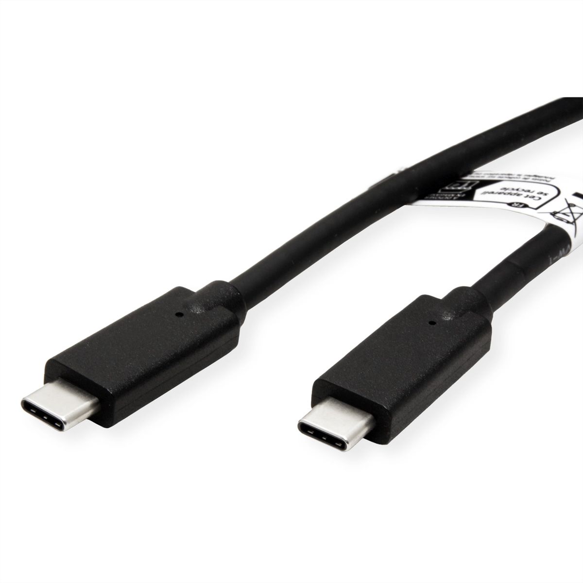 ROLINE USB 3.2 Gen 2 kompatibles Kabel, USB C-C, ST/ST, 4K UHD-1, 10Gbit/s, Emark, 85W, schwarz, 7 m