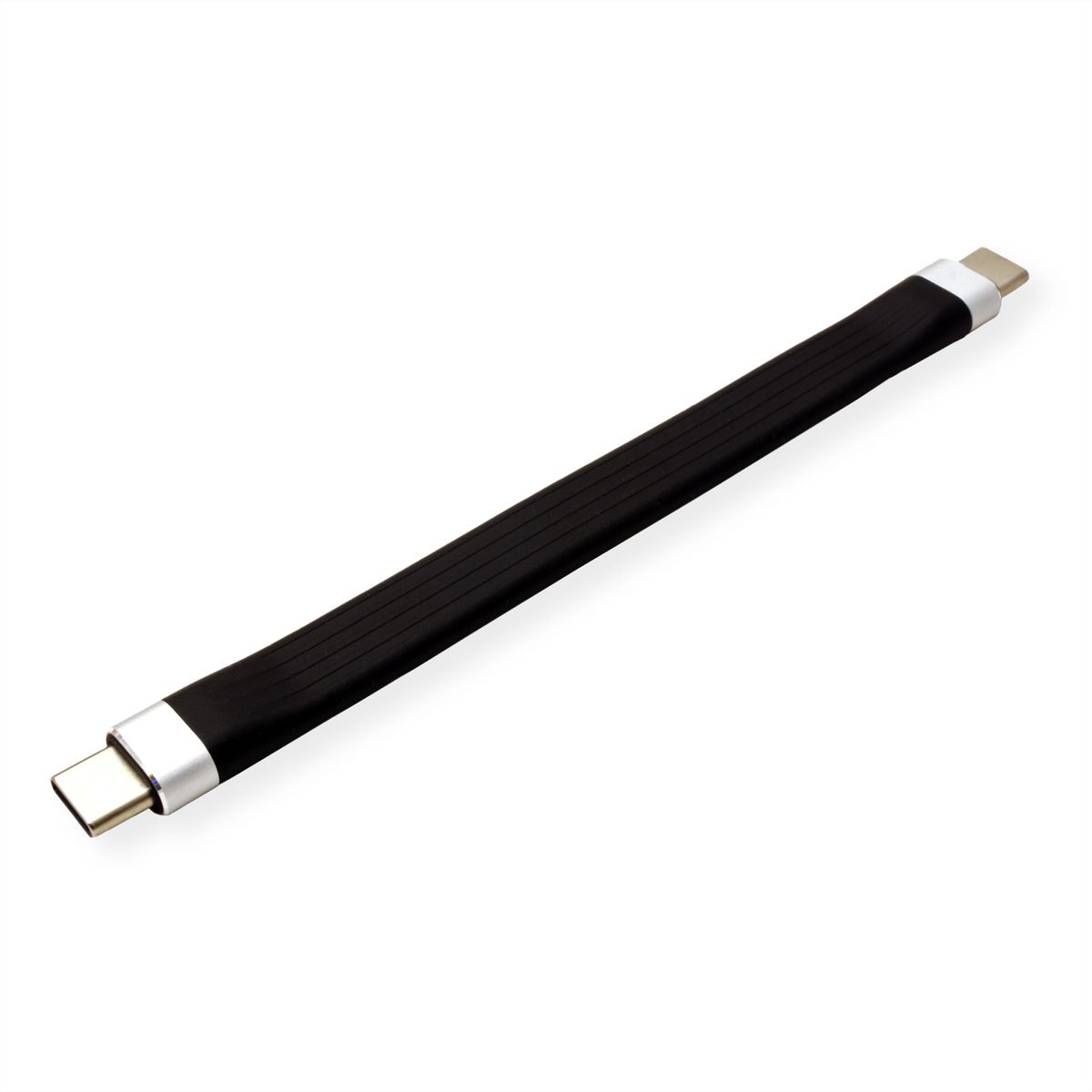 ROLINE USB 3.2 Gen 2 Silikonkabel, Emark, USB C-C, ST/ST, 8K UHD, 10Gbit/s, 60W, schwarz, 11 cm