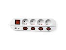ROLINE 4-fach Steckdosenleiste mit Schalter, UTE Version, USB-Charger A+C, 1,5 m
