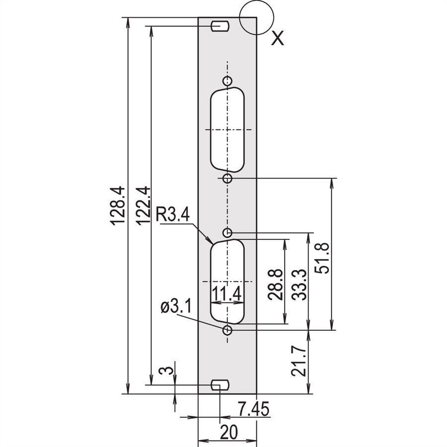 SCHROFF Frontplatten für D-Sub Steckverbinder - TEILFRONPL.3HE 4TE 2X15 DC