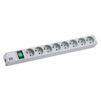 BACHMANN 19"-Steckdosenleiste 1HE 8xUTE 1xSchalter, silberfarben