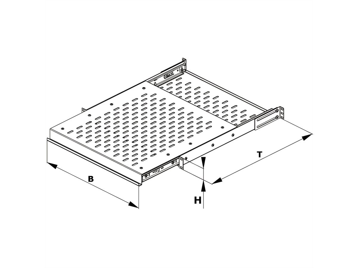 CONTEG 19"-Fachboden ausziehbar, 435 x 250 mm, 25kg