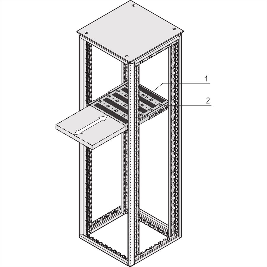 SCHROFF 19''-Fachboden, ausziehbar, 30 kg - 19"FA AUS 1HE C=500 VOL 7021