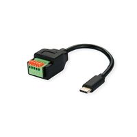 ROLINE Kabeladapter USB-C Stecker zu 5-Pin-Klemmleiste, (Drucktasten), 15 cm