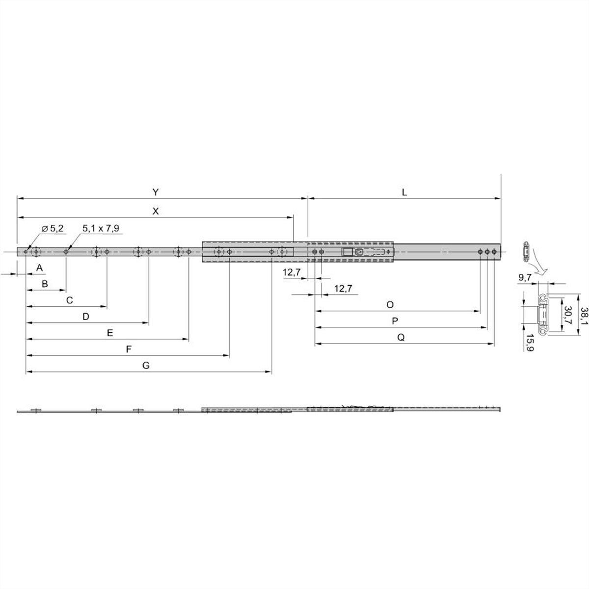 SCHROFF Universal 1 HE Teleskopschiene - TELESK.SCH.UNIV.1HE 457T (2X)