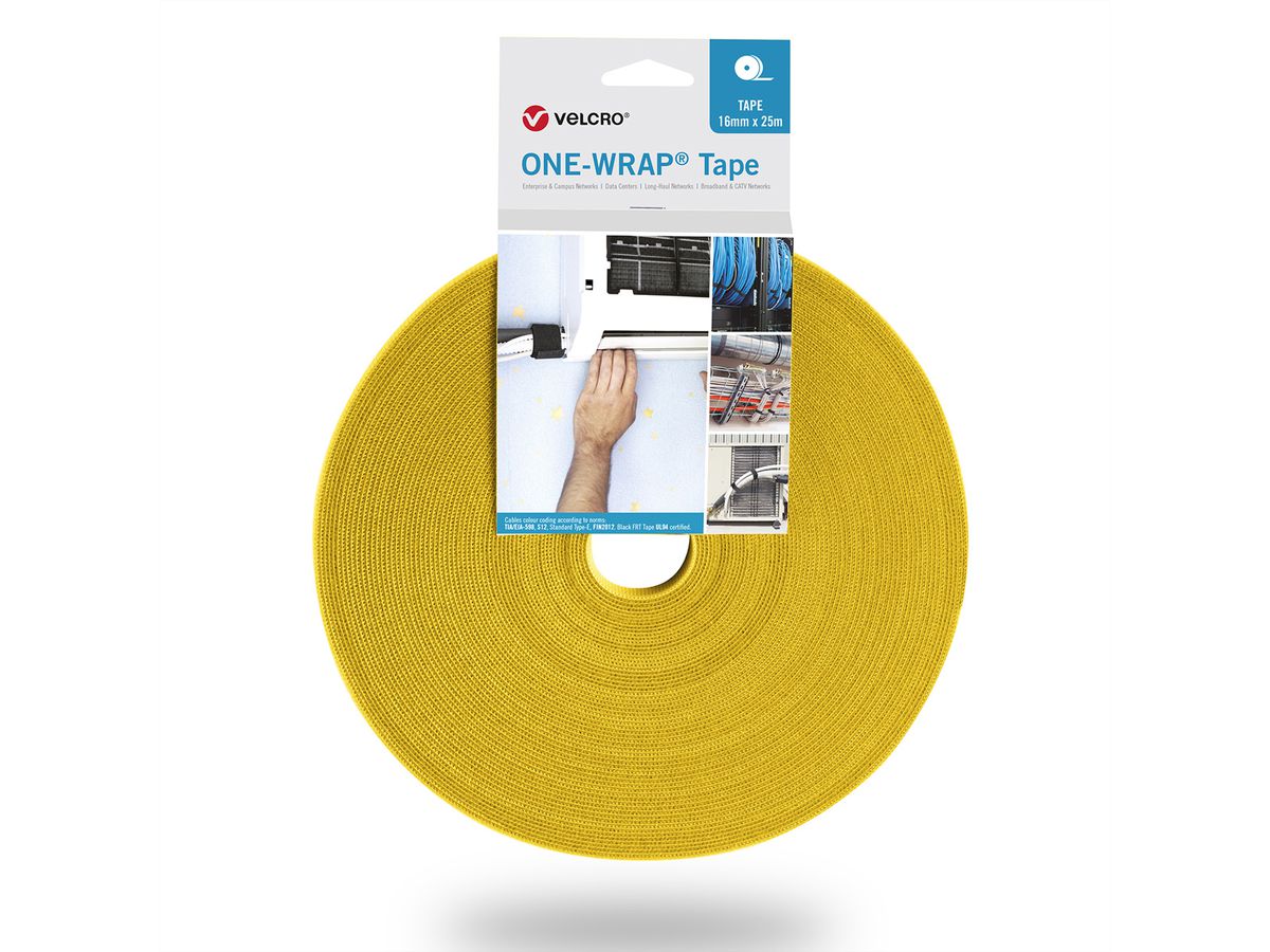 VELCRO® One Wrap® Band 25 mm breit, gelb, 25 m