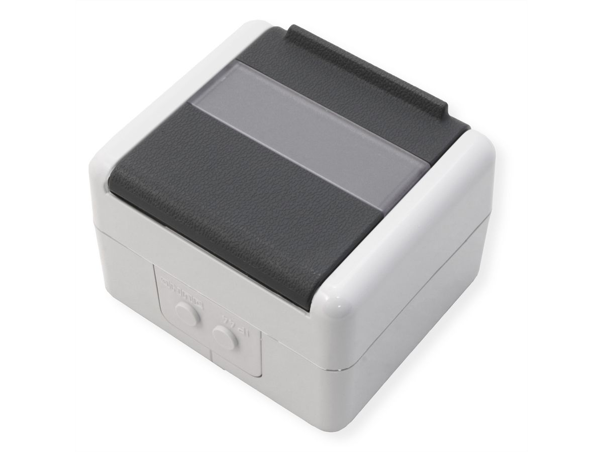 TELEGÄRTNER Gehäuse AP IP44,75x86x58, grau, mit Mont-Einsatz für 2xAMJ-Modul
