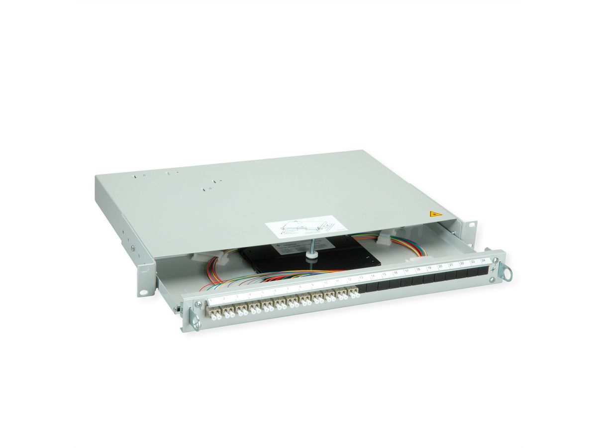 TELEGÄRTNER PROFI V LWL-Panel mit Kupplungen & Pigtails, 12x LC Duplex, beige, OM2, Grade B