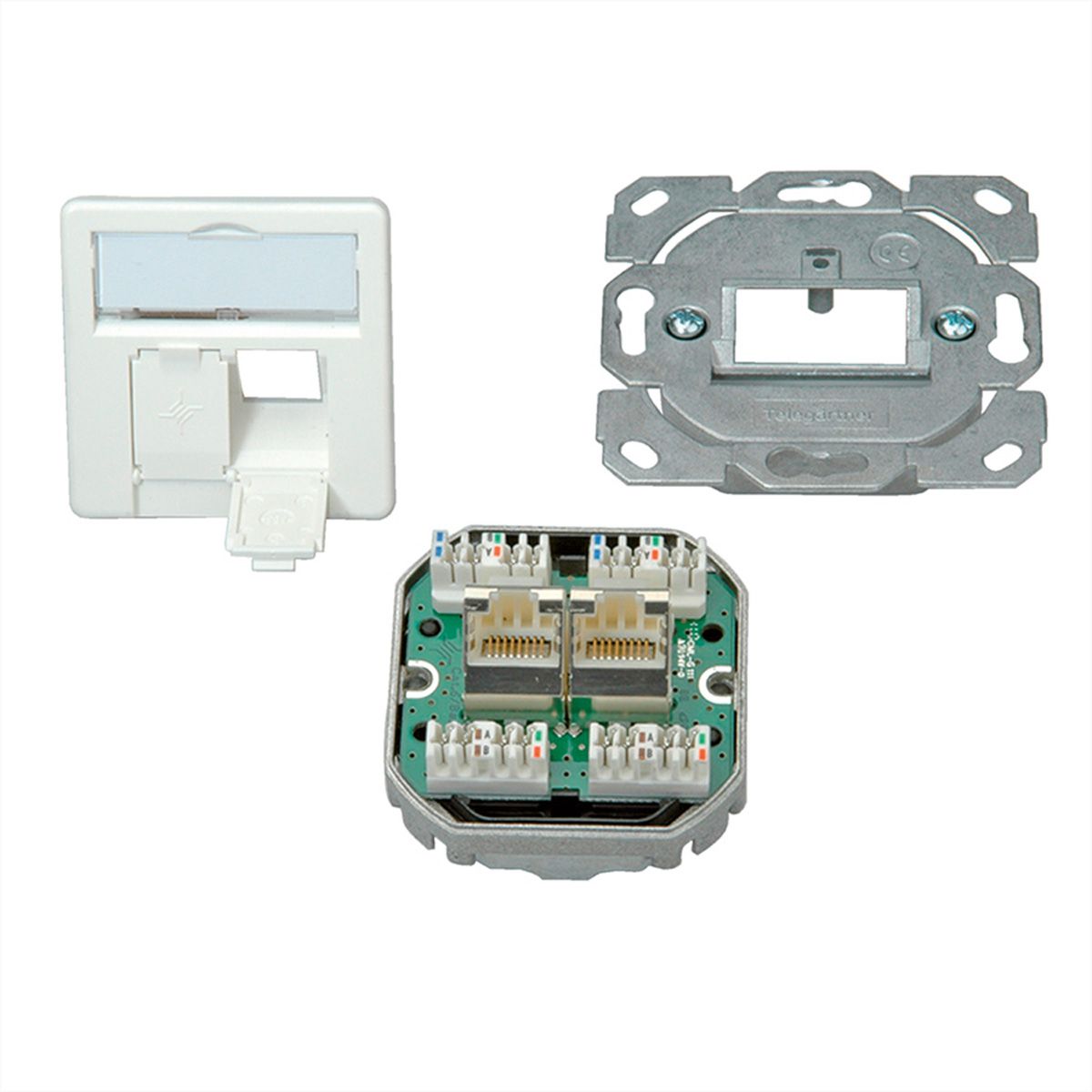 TELEGÄRTNER Dose AMJ45 UP/50 2x RJ-45 Cat.6A (Class EA), alpinweiss