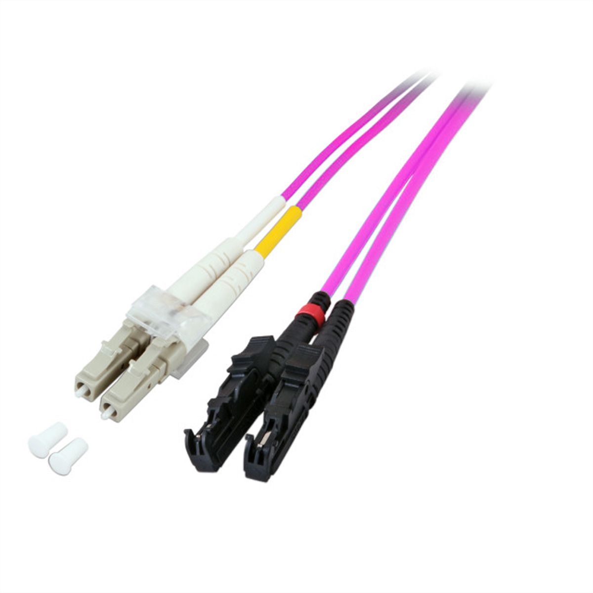 LWL-Kabel duplex 50/125µm OM4, E2000/LC, violett, 2 m