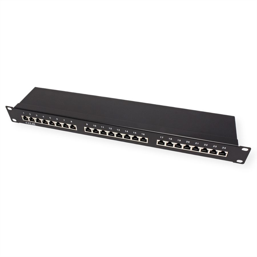 VALUE Cat.5e (Class D) 19-Zoll-Patchpanel, 24P, geschirmt, schwarz
