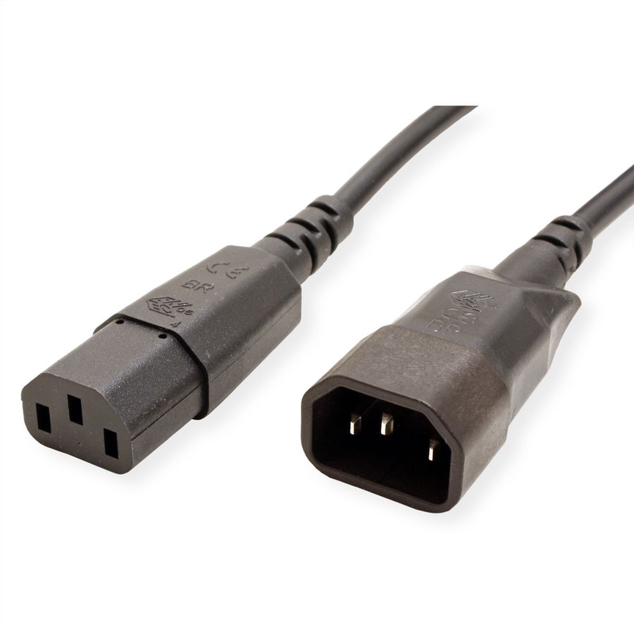 BACHMANN Kaltgeräte Kabel C13-C14, H05VV-F 3G1,0mm², schwarz, 1 m