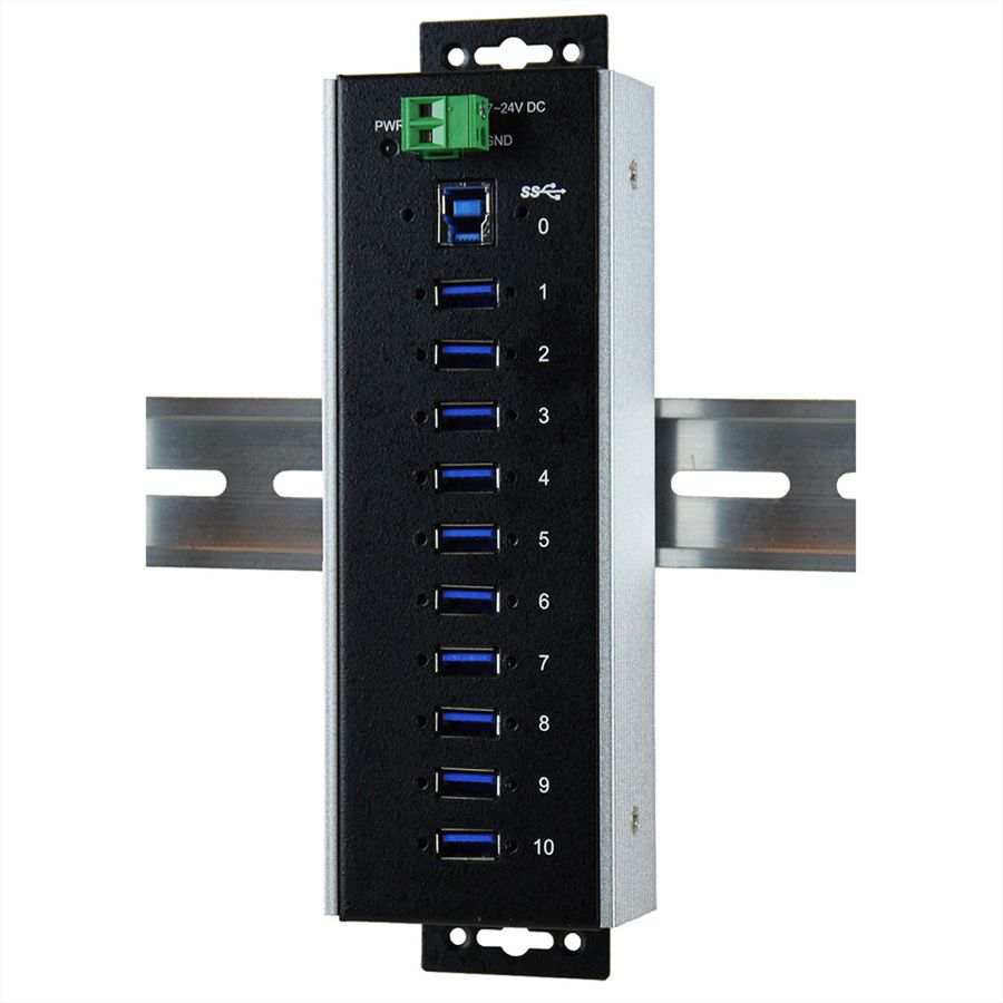 EXSYS EX-1110HMVS-WT 10 Port USB 3.2 Gen1 HUB 15KV ESD Surge Protection für erweiterte Temperaturen