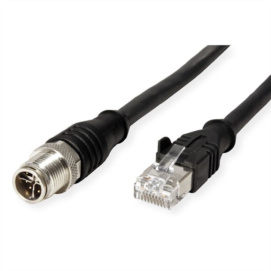 METZ CONNECT Verbindungsleitung M12 ST-RJ45 ST, 4-polig X-kodiert, schwarz, 2 m