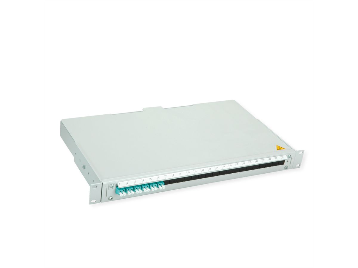 TELEGÄRTNER BASIS V LWL-Panel mit Kupplungen, 6x LC Duplex, türkis, OM3