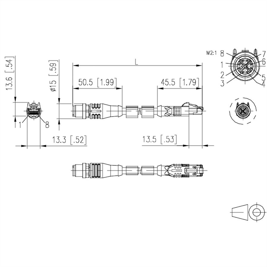 METZ CONNECT Verbindungsleitung M12 ST-RJ45 ST, 8-pol X-kodiert, gerade-gerade, 1 m