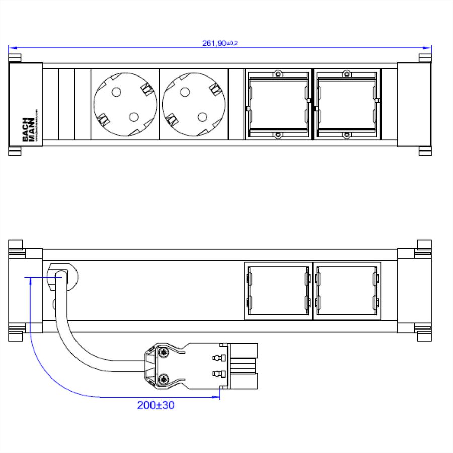 BACHMANN POWER FRAME Medium 2x Schutzkontakt 2x ABD