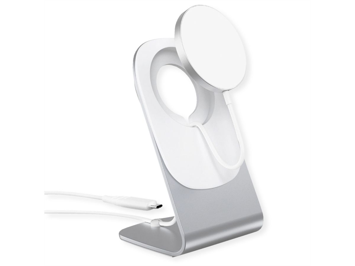ROLINE Magnet-Induktions-Ladegerät mit Standfuß für Mobilgeräte, 15W