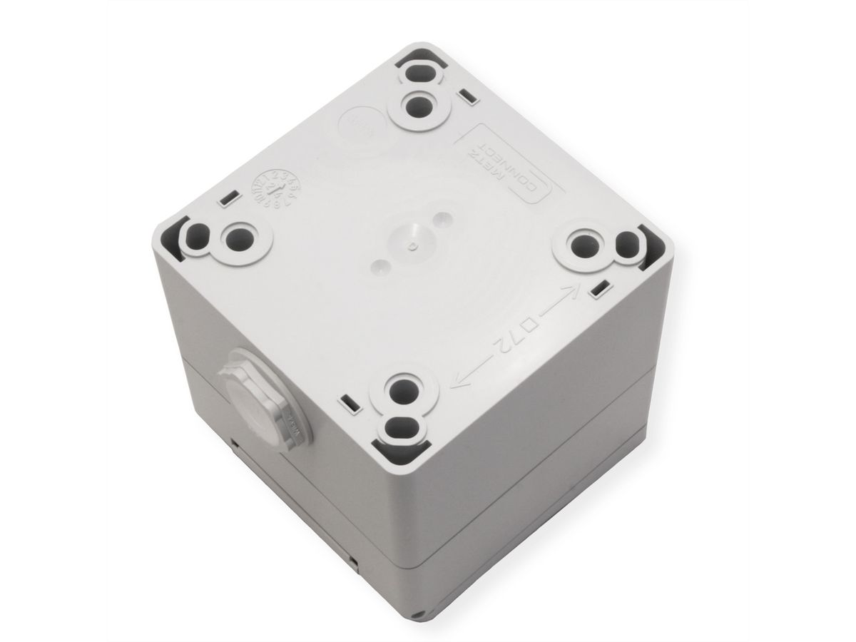 METZ CONNECT IP44 Modul-Aufputz-Gehäuse, Klappdeckel+Schloss, 2Ports unbestückt, grau