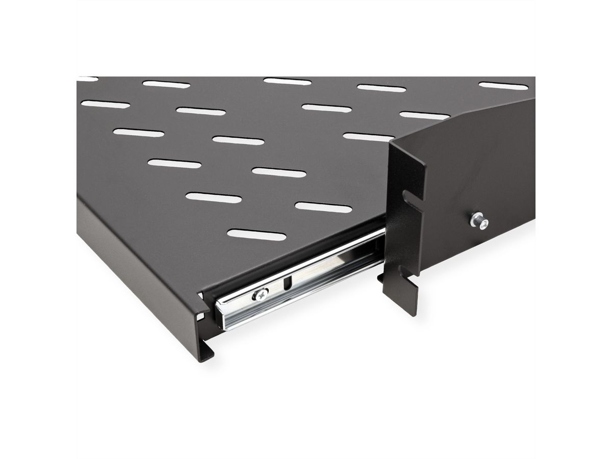 VALUE 19"-Fachboden ausziehbar, 2 HE, 404 x 350 mm, 30 kg Traglast
