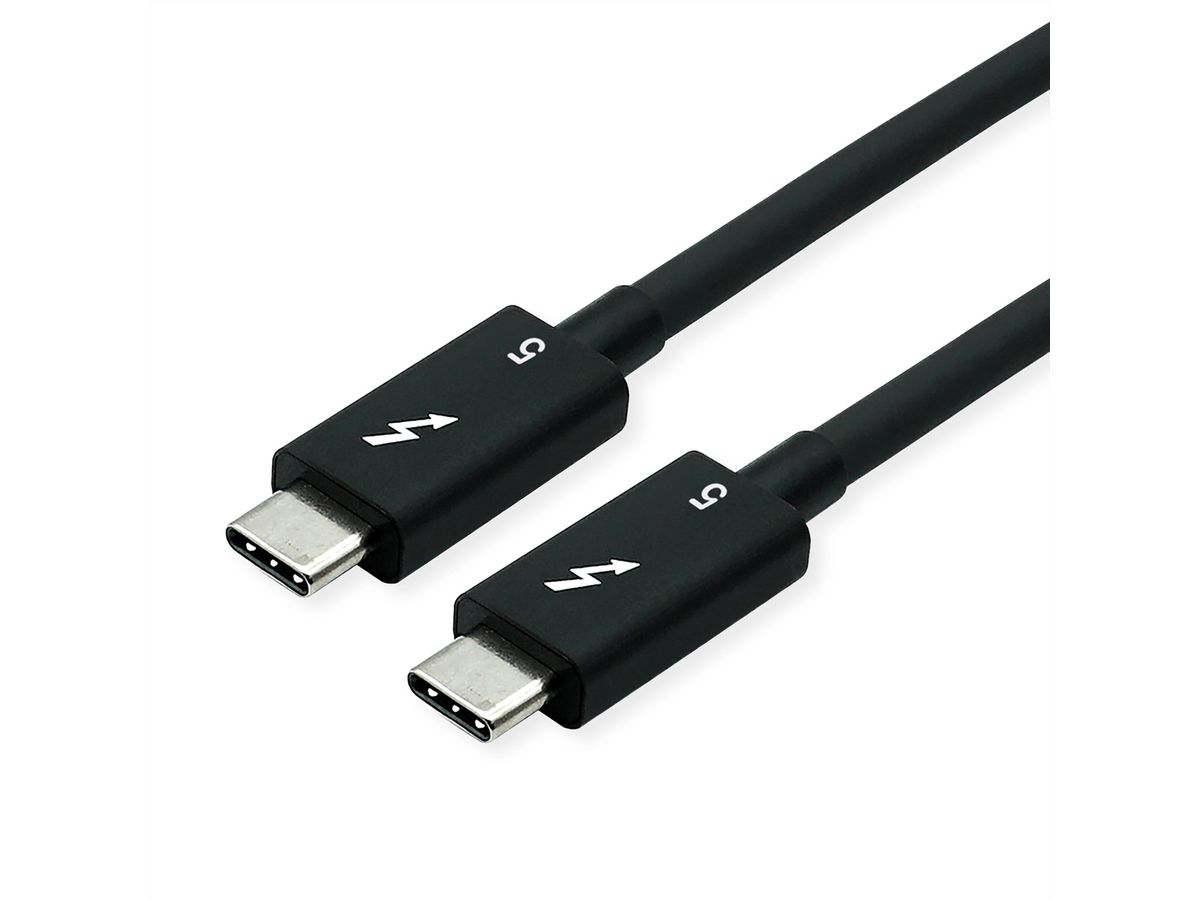 ROLINE Thunderbolt™ 5 Kabel, C-C, ST/ST, 80Gbit/s, 240W, passiv, schwarz, 0,8 m