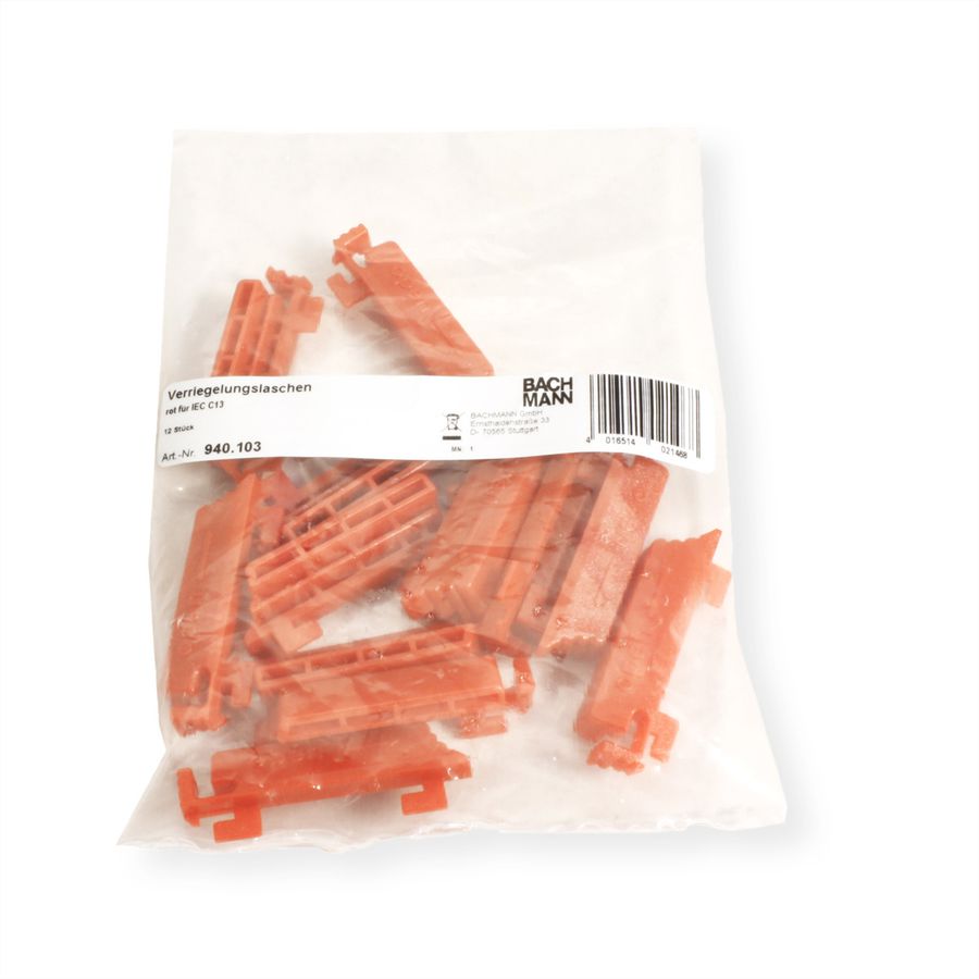 BACHMANN PDU Verriegelungs Clips, für C13 Buchsen, 12er Set, rot