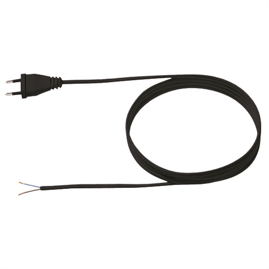 BACHMANN Zuleitung 2x0,75 3m schwarz, H03VVH2-F Eurostecker unverpackt